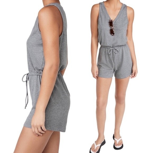 Madewell MWL Breeze Drawstring Shorts Romper Heather Gray Women’s Size Small - Picture 13 of 13